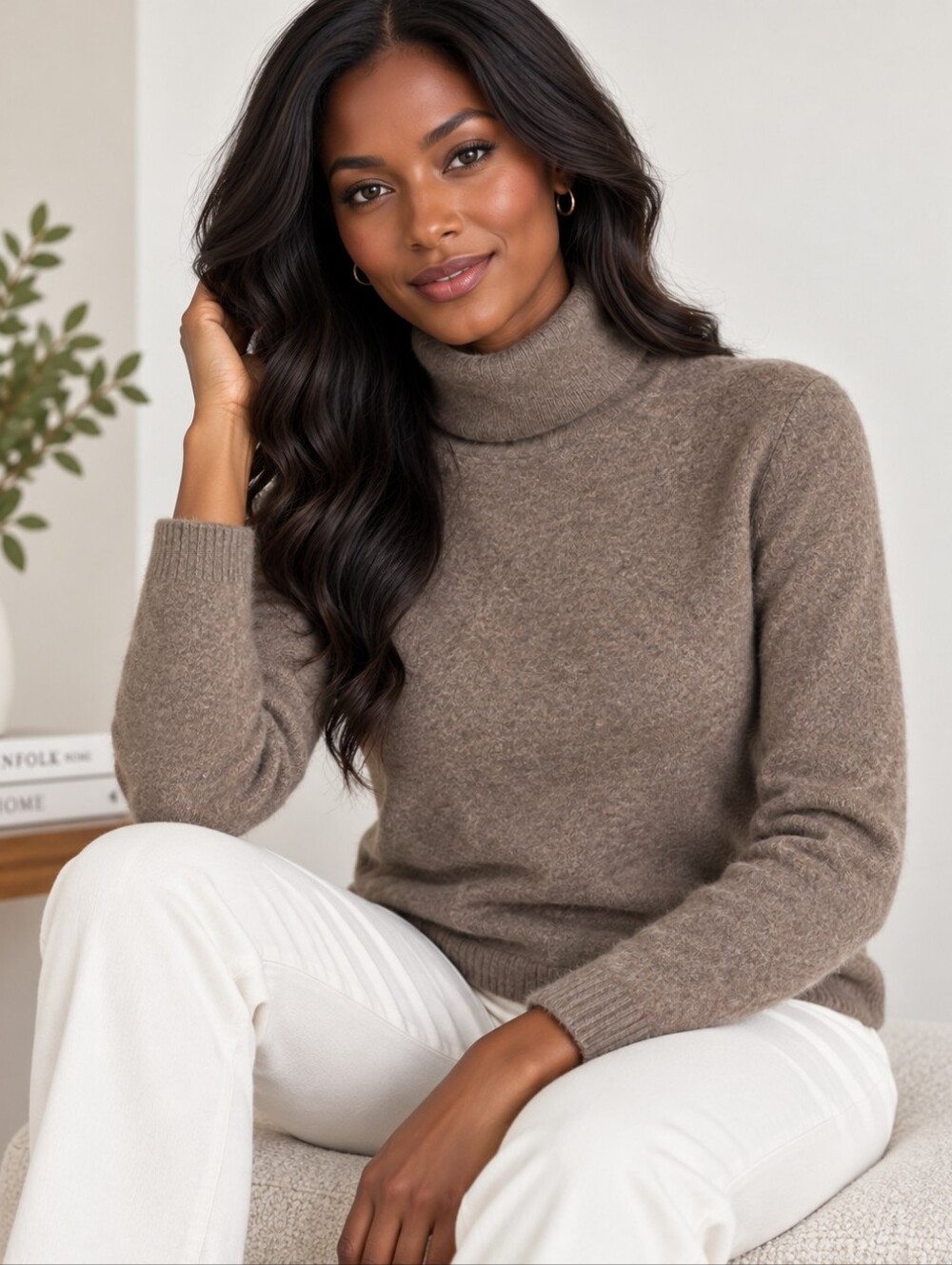 KOAN Cozy Brown Turtleneck  Cashmere Sweater